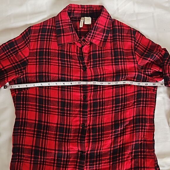 Japana Women's Buffalo Plaid Flannel Long Sleeves Button Down Shirt Medium Red - Picture 9 of 16